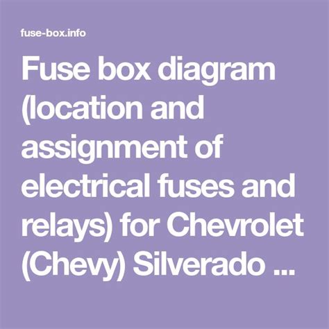 chevy 2500hd relay junction box|Fuse & Relay for 2017 Chevrolet Silverado 2500 HD.